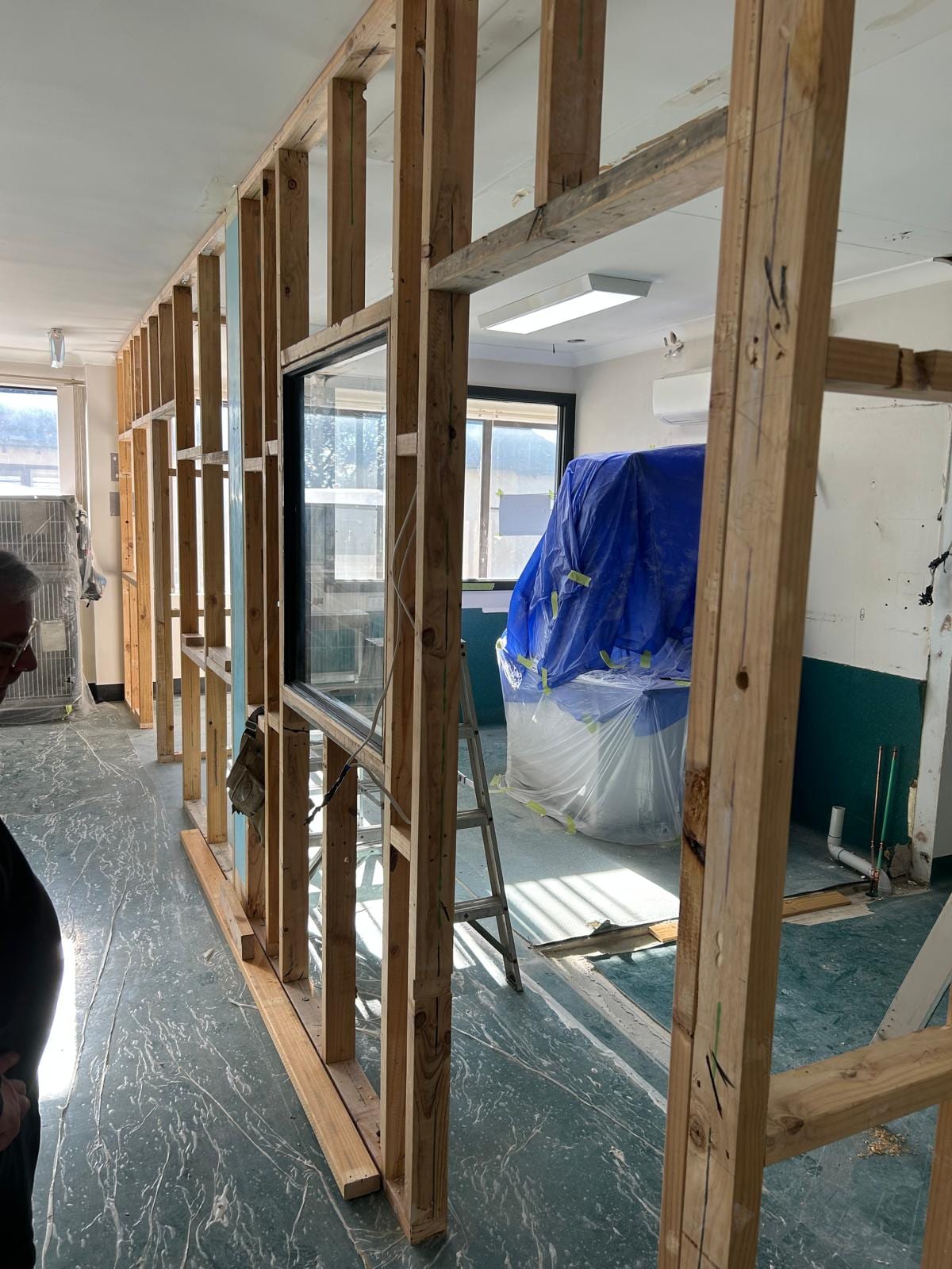 Commercial fit-out — wall framing stage